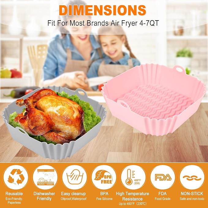 Boribim 2 PCS Square Silicone Air Fryer Liners - Image 7