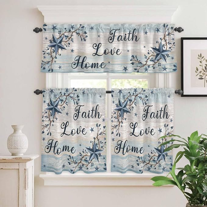 Vintage Farmhouse Kitchen Curtains Set 3 Piece - Image 9