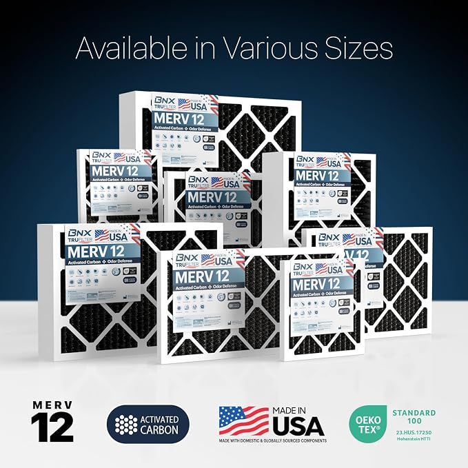 BNX TruFilter 20x20x1 MERV 12 Odor Defense AC Furnace Air Filter - Image 9