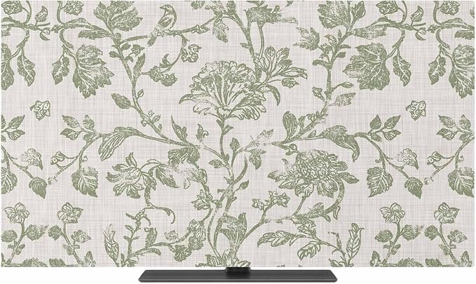 Retro Farm Flower Leaves Texture Indoor TV Cover, Elastic TV Screen Protector by Unknown