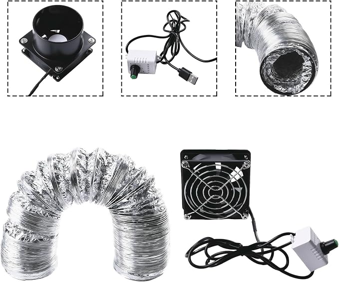 Smoke Absorber Fume Extractor Fan USB Adjustable Solder Pipe Duct Exhuast Fan - Image 4