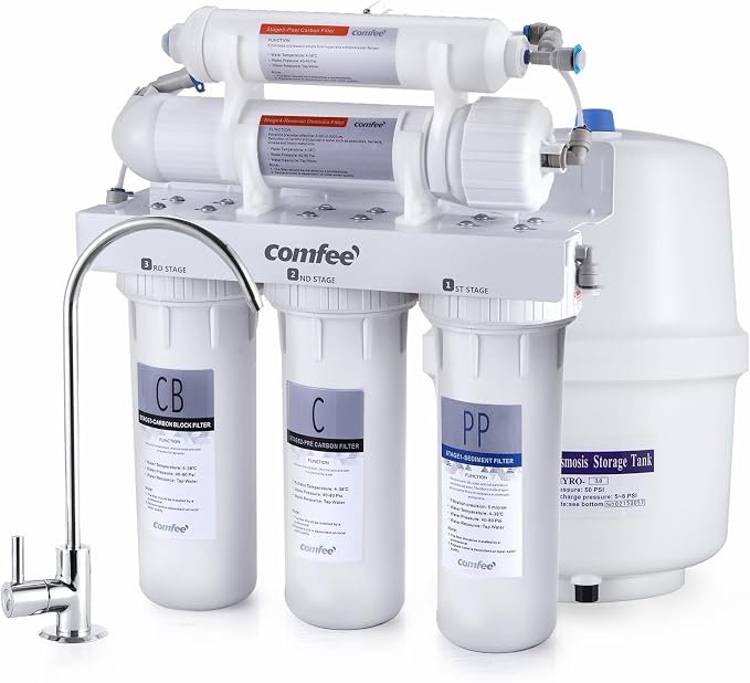 COMFEE’ 5-Stage Reverse Osmosis System, NSF Certified Water Filter by COMFEE