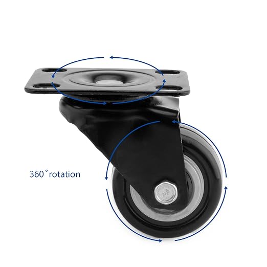 4 PCS 1.5 inch Heavy Duty Caster Wheels Polyurethane PU Rubber Swivel Casters - Image 2