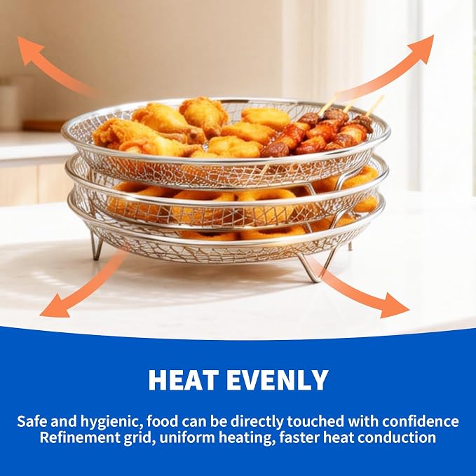 Air Fryer Rack Set of 3, Stackable Stainless Steel Air Fryer Basket Accessories - Image 6