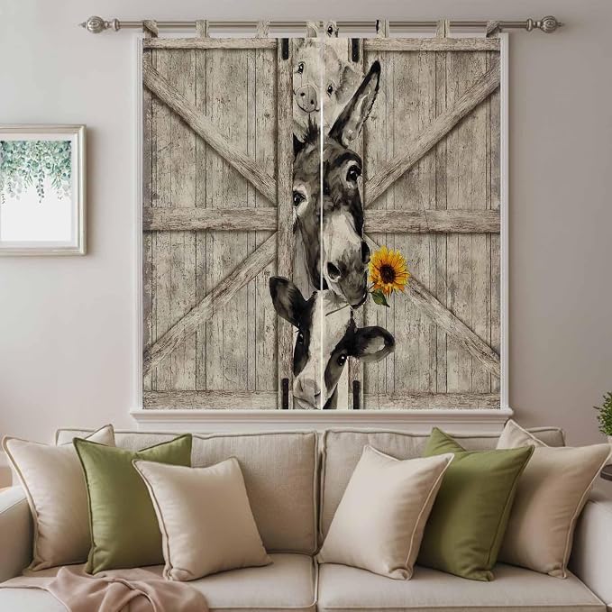Funny Farm Animals Living Room Curtains 84 Inch Length, Window Curtains Tab Top - Image 9