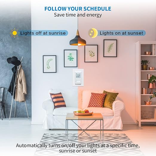 Ortis 7 Day Programmable in-Wall Timer Switch, Sunrise/Sunset Automatic Control - Image 3