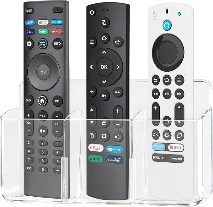 3 Slot Adjustable Remote Holder Wall Mount, TV Controller Holder Hollow Bottom by First-zgel