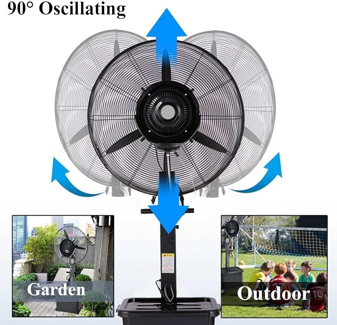 Outdoor Misting Fan, Metal High Velocity Oscillating Pedestal Fan - Image 3