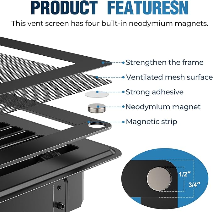 Magnetic Vent Covers with Vent Screen 5.1x11.3 Inch, Ceiling Air Vents - Image 3