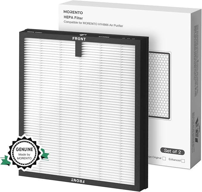 MORENTO 2 Pack HY4866 Genuine Air Purifier Replacement Filter by MORENTO