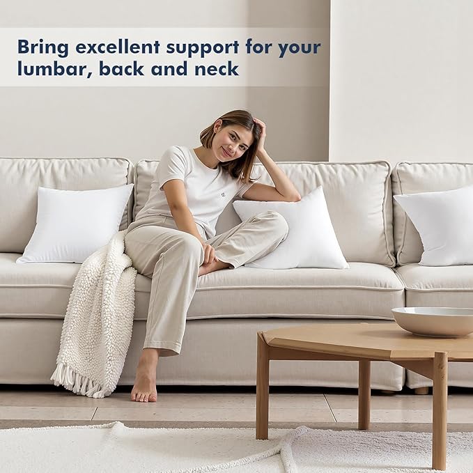 MIULEE Throw Pillows Inserts, Pack of 2 24x24 Inch 100% Virgin Fiber Filling Bed Couch Pillows