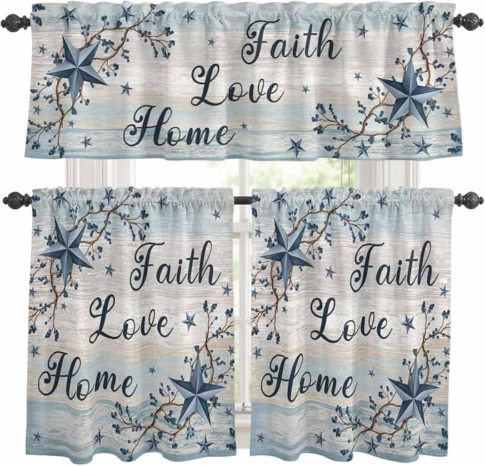 Vintage Farmhouse Kitchen Curtains Set 3 Piece by Unknown