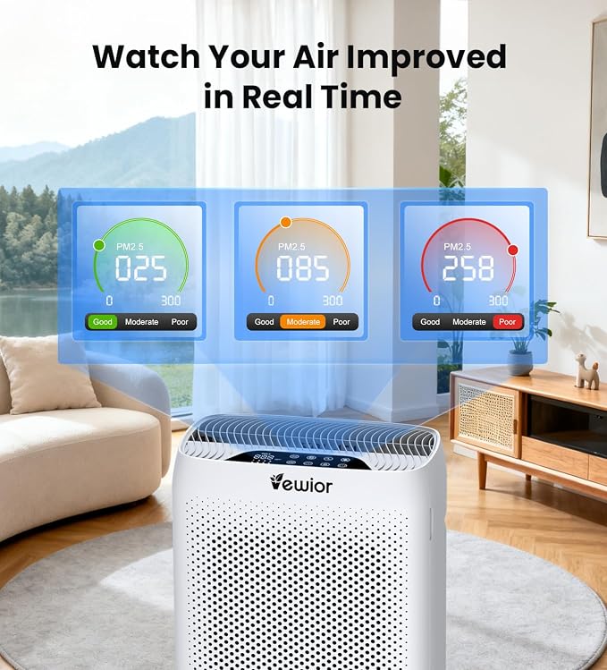 VEWIOR Air Purifiers for Home Large Room Up to 3000Sq.ft, H13 HEPA Air Cleaner - Image 5