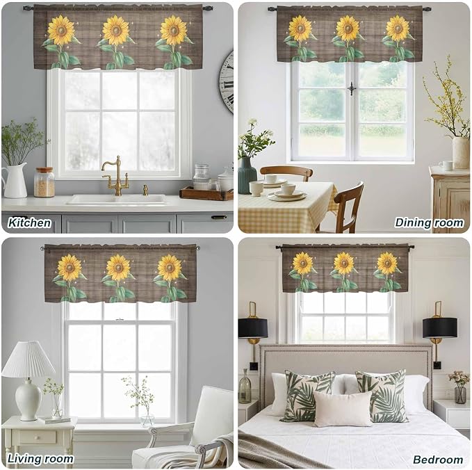 Summer Sunflower Sheer Valance Curtains - Image 9