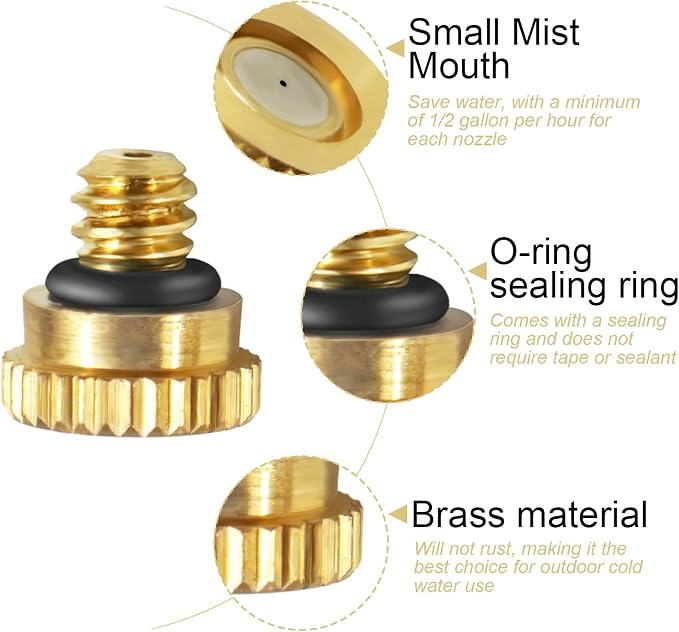 KUWAN 0.016" Orifice Thread UNC 10/24 Brass Misting Nozzles Low Pressure - Image 3
