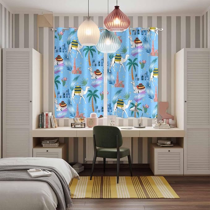 2 Panel Kitchen Cafe Curtains, Desert Landscape Sunlight Filtering Nature Air - Image 5