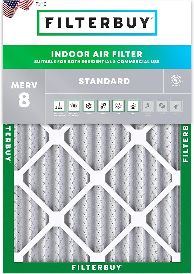 Filterbuy 18x20x2 Air Filter MERV 8 Essential Dust & Allergy Defense, by Filterbuy