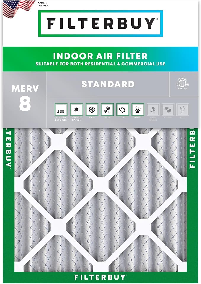 Filterbuy 30x36x2 Air Filter MERV 8 Essential Dust & Allergy Defense, by Filterbuy