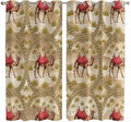 2 Panel Kitchen Cafe Curtains, Desert Camels Sunlight Filtering Nature Air by Hokiten