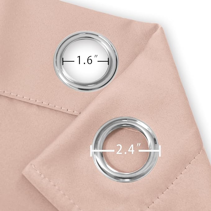 LEMOMO Blush Blackout Curtains/38 x 54 Inch/Set of Two Panels Grommet Living Room Curtains