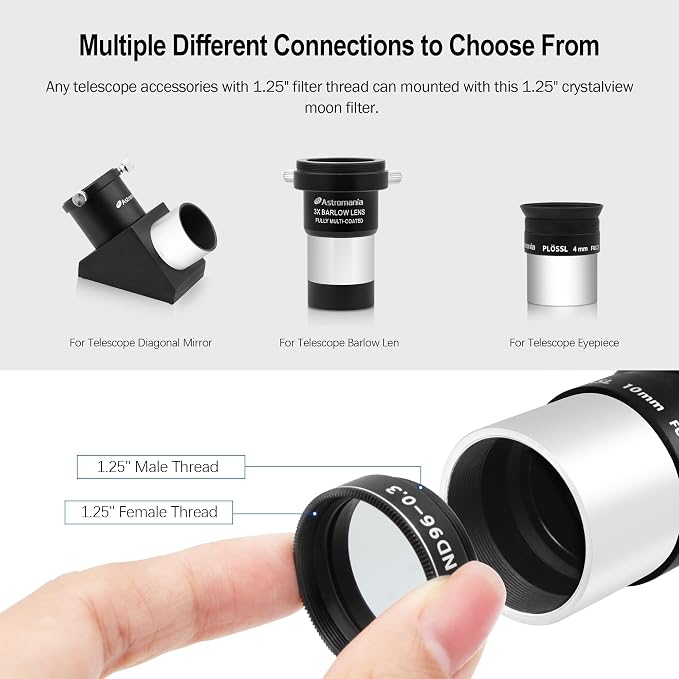 Astromania Telescope Filter Moon Filter 1.25 inch, Neutral Color Filter ND96-0.3 - Image 5