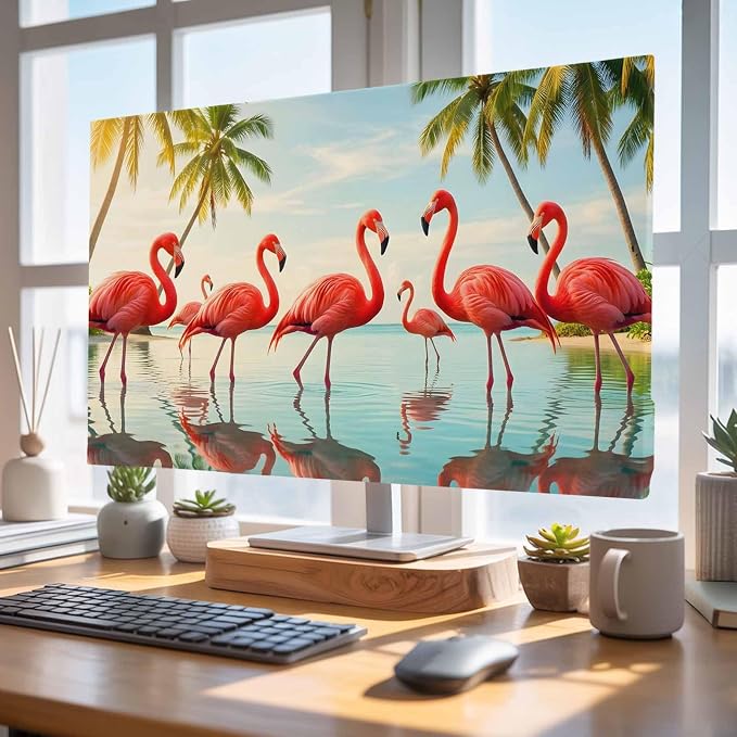 Summer Tropical Pink Flamingos Indoor TV Cover, Elastic TV Screen Protector - Image 4