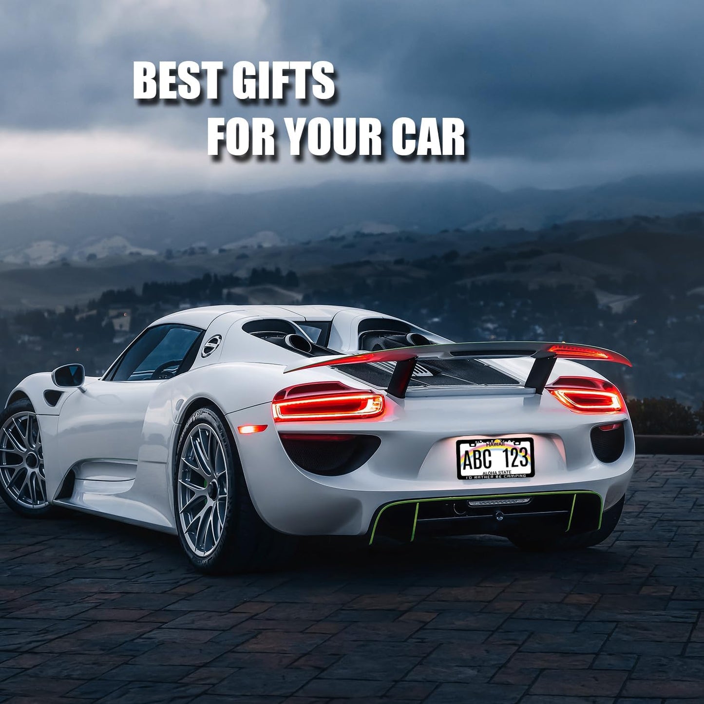 I'd Rather be Camping License Plate Frame Mountain Camper License Plate Holder for Personalized Car Decorative Stainless Steel Funny License Plate Camp Auto Part with Screw 12.2"x6.2"