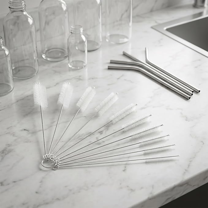 Mini Straw & Pipe Cleaning Nylon Brushes | 10 Brush Set | 8 inch Length | - Image 3
