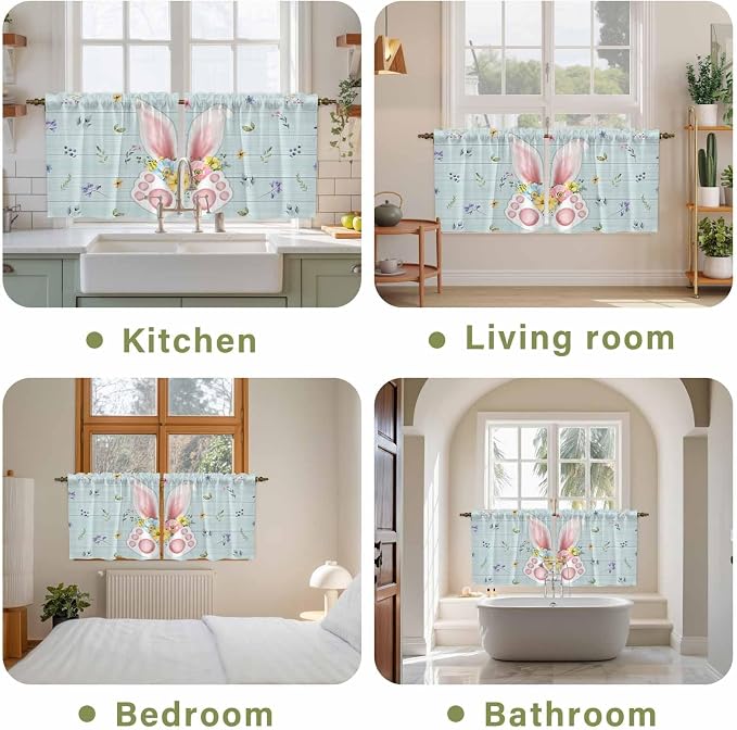 Easter Kitchen Tier Curtains 24 Inch Long 2 Panel Set, Rod Pocket Cafe Small - Image 8