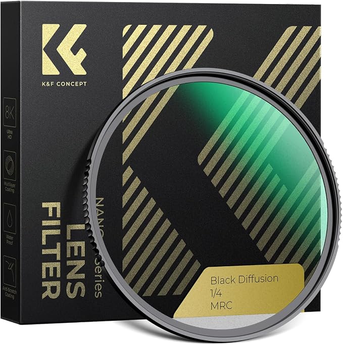 K&F CONCEPT 49mm Black Diffusion 1/4 Filter Mist Cinematic Effect Lens Filter by KFCONCEPT