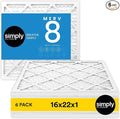 Simply 16x22x1 Air Filter, Merv 8, 6 Pack, by SimplyFilters