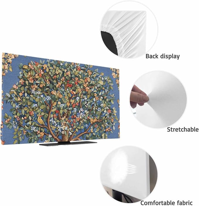 Vintage Trees Flowers Indoor TV Cover, Elastic TV Screen Protector Abstract - Image 7