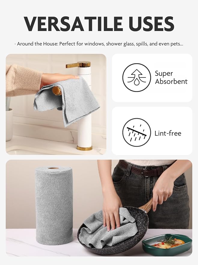 Fantasticlean Microfiber Cleaning Cloth Roll -60 Pack, Tear Away Microfiber - Image 4