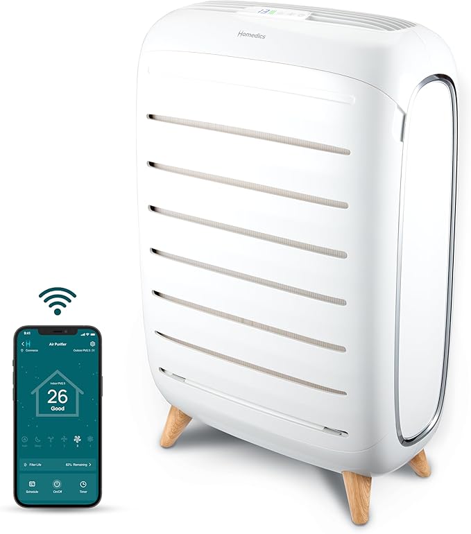 Homedics Smart Air Purifier for Extra-Large Rooms 2679 sq. ft. Room, 4-in-1 by Homedics