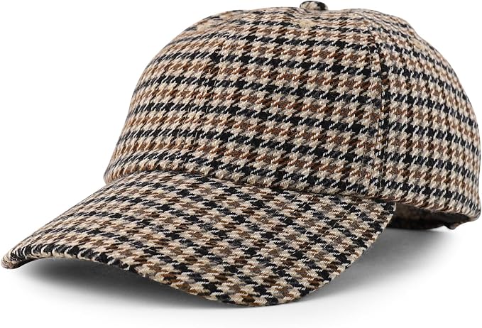 Trendy Apparel Shop Plaid Checker Wool Blend Unstructured Baseball Cap by TrendyApparel