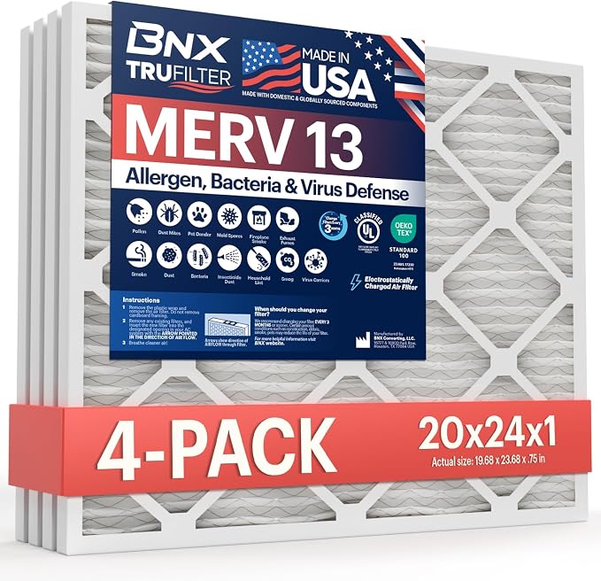 BNX TruFilter 20x24x1 Air Filter MERV 13 by BNX