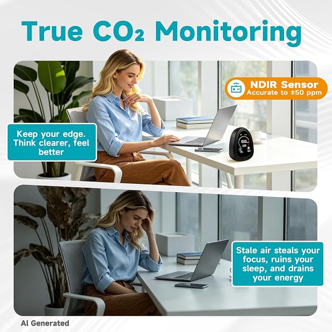 AIRNERGY Portable CO2 Monitor Indoor Air Quality Monitor - Image 6