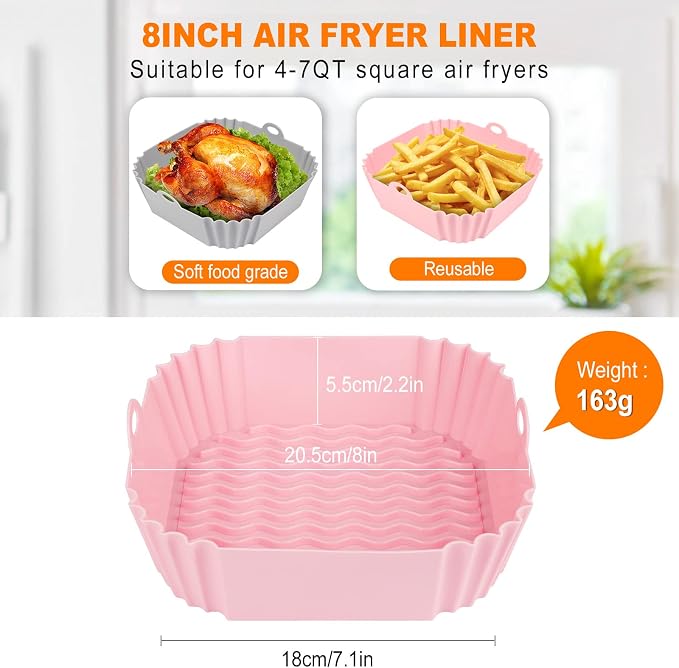 Boribim 2 PCS Square Silicone Air Fryer Liners - Image 2