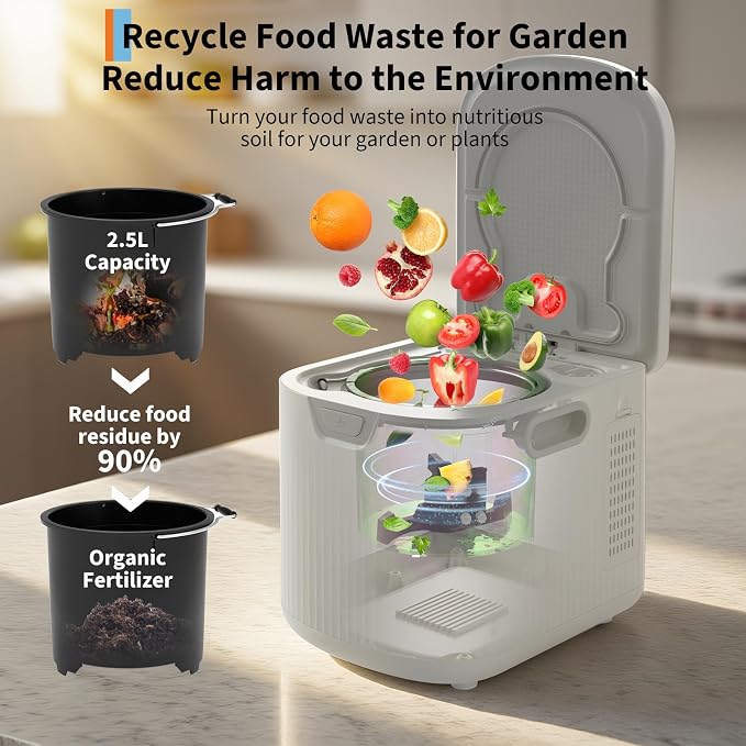 2.5L Electric Composter Countertop, 3 Modes Kitchen Smart Compost Bin - Image 6