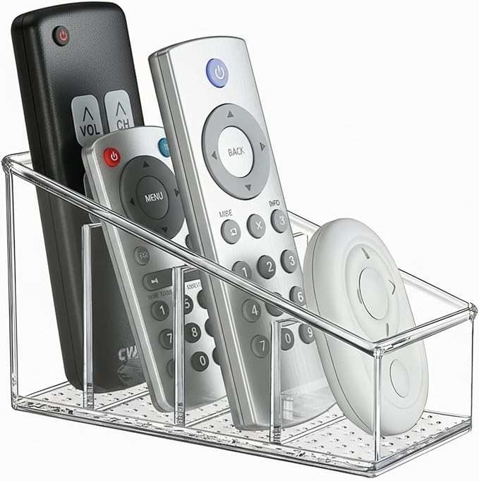 Clear TV Remote Control Holder, PET Remote Caddy by Dinceer