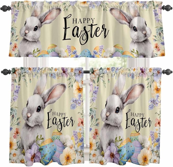 Happy Easter Kitchen Curtains Set 3 Piece by Unknown