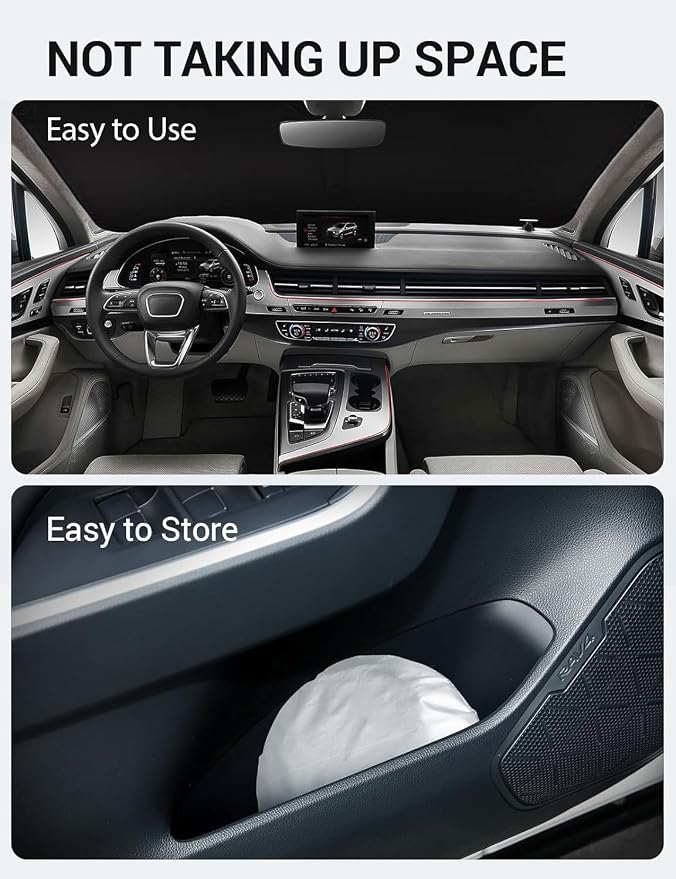 Proadsy Windshield Sun Shade for 2016-2025 2026 Audi Q7 Foldable Front Sunshade - Image 9