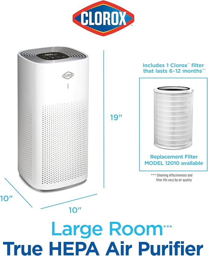 Clorox HEPA Air Purifiers for Home, True HEPA Filter, XL Rooms Up to 2 - Image 8