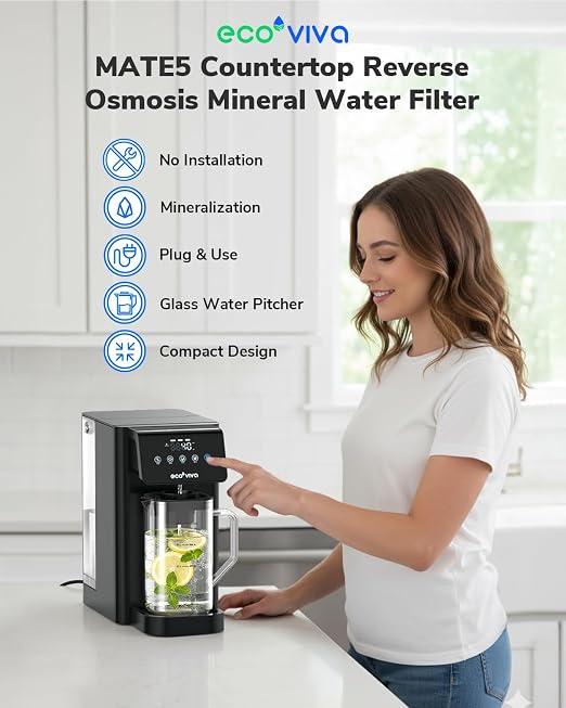 Ecoviva MATE5 Countertop Reverse Osmosis Water Filter, 8-Stage RO Water Filter - Image 2