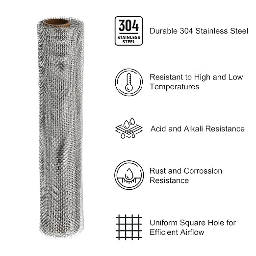 PATIKIL 40"L x 16"W Woven Wire Mesh, 12 Mesh 304 Stainless Steel Air Vent - Image 3