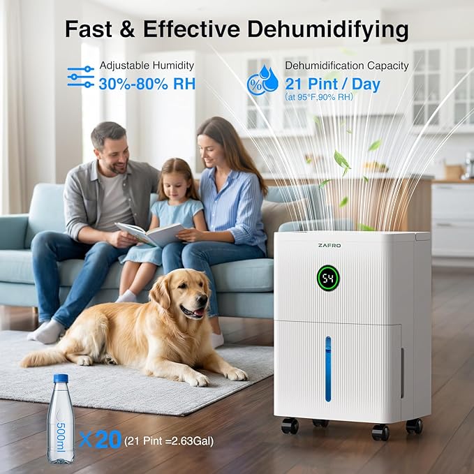 ZAFRO 1600 Sq.Ft Dehumidifiers for Home and Basement - Image 2