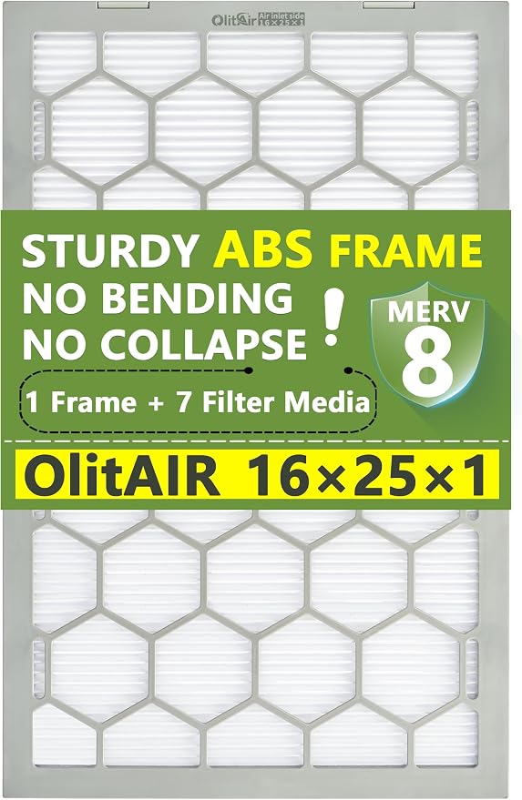 16x25x1 MERV 8 Air Filter, AC Furnace Air Filter, Reusable ABS Plastic Frame - Image 7