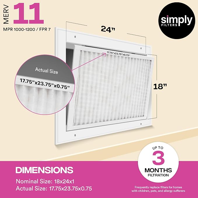 Simply 18x24x1 Air Filter, MERV 11, 12 Pack, - Image 3