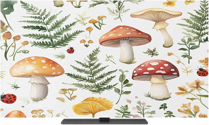 Spring Flower Leaf Farm Mushroom Indoor TV Cover, Elastic TV Screen Protector by Unknown