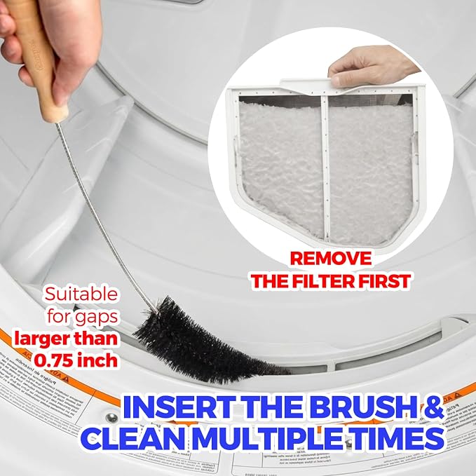 Holikme 3 Pcs Dryer Vent Cleaner Kit, 304 Stainless Steel Replacement Lint Brush - Image 2